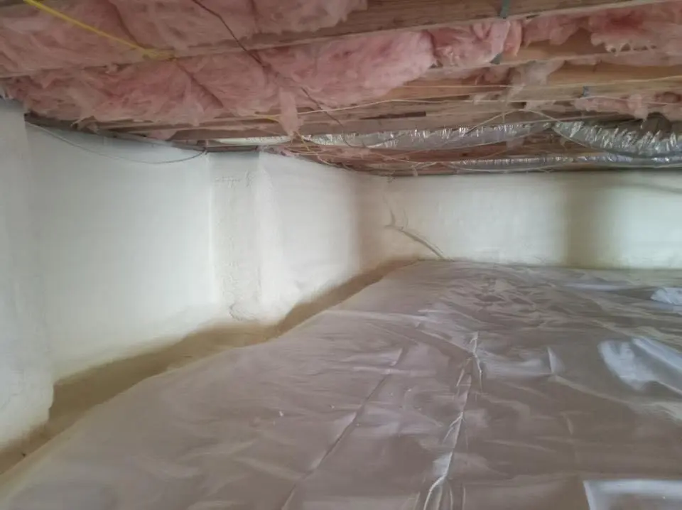 Crawl space encapsulation with closed-cell spray foam for Roof Waterproofing in Souderton